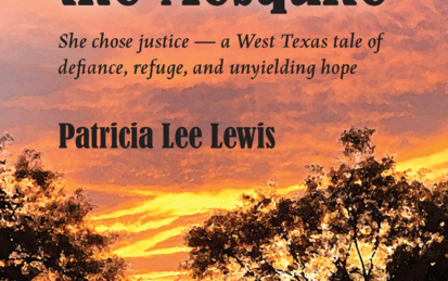 Thorns of the Mesquite by Patricia Lee Lewis front cover showing a photograph of beautiful sunset in the Southwest